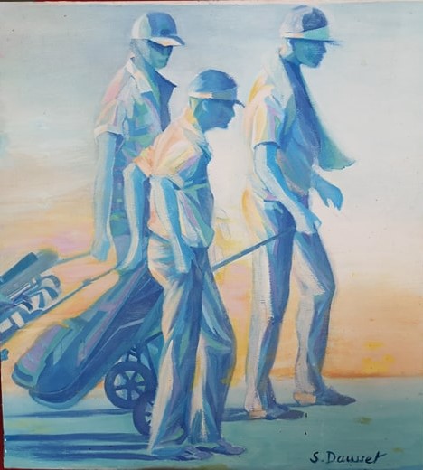 " Golfeurs sur la French Rivièra " 42.5x36cm