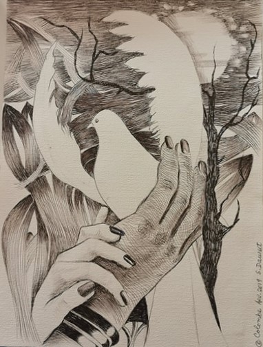 " Edith la colombe " 24x32 cm