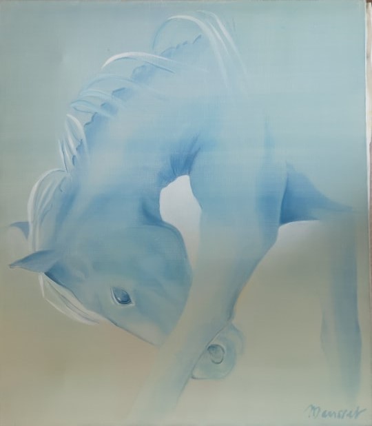 " Cheval broutant " 65x46cm
